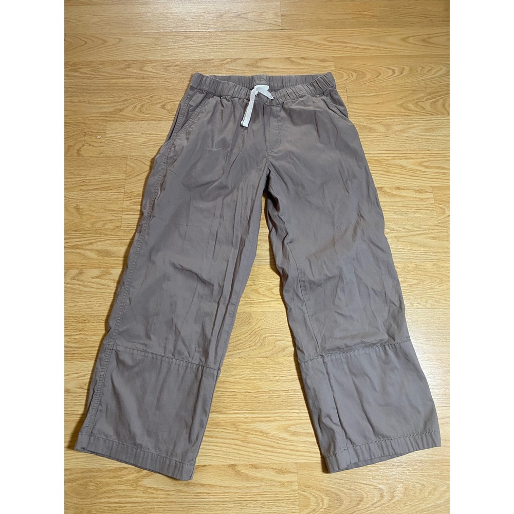 Pact Organic Cotton Coastal Wide Leg Pants Taupe Brown Size M Drawstring Pocket